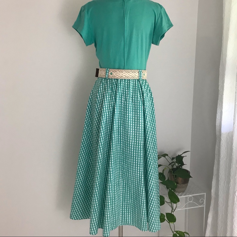 True Vintage Gingham Casual Full Skirt Midi Dress - Picture 3 of 16